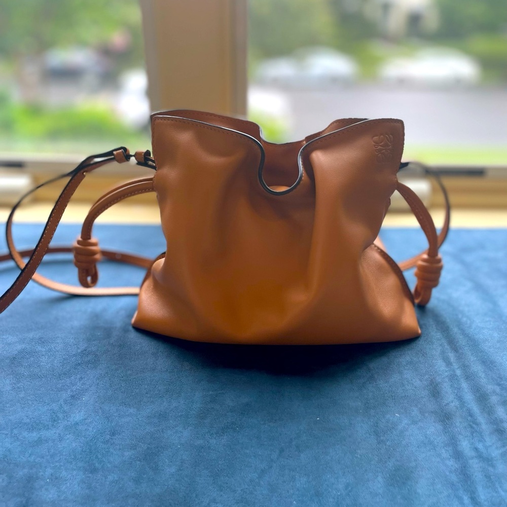 Flamenco Mini Napa Drawstring clutch bag Warm desert